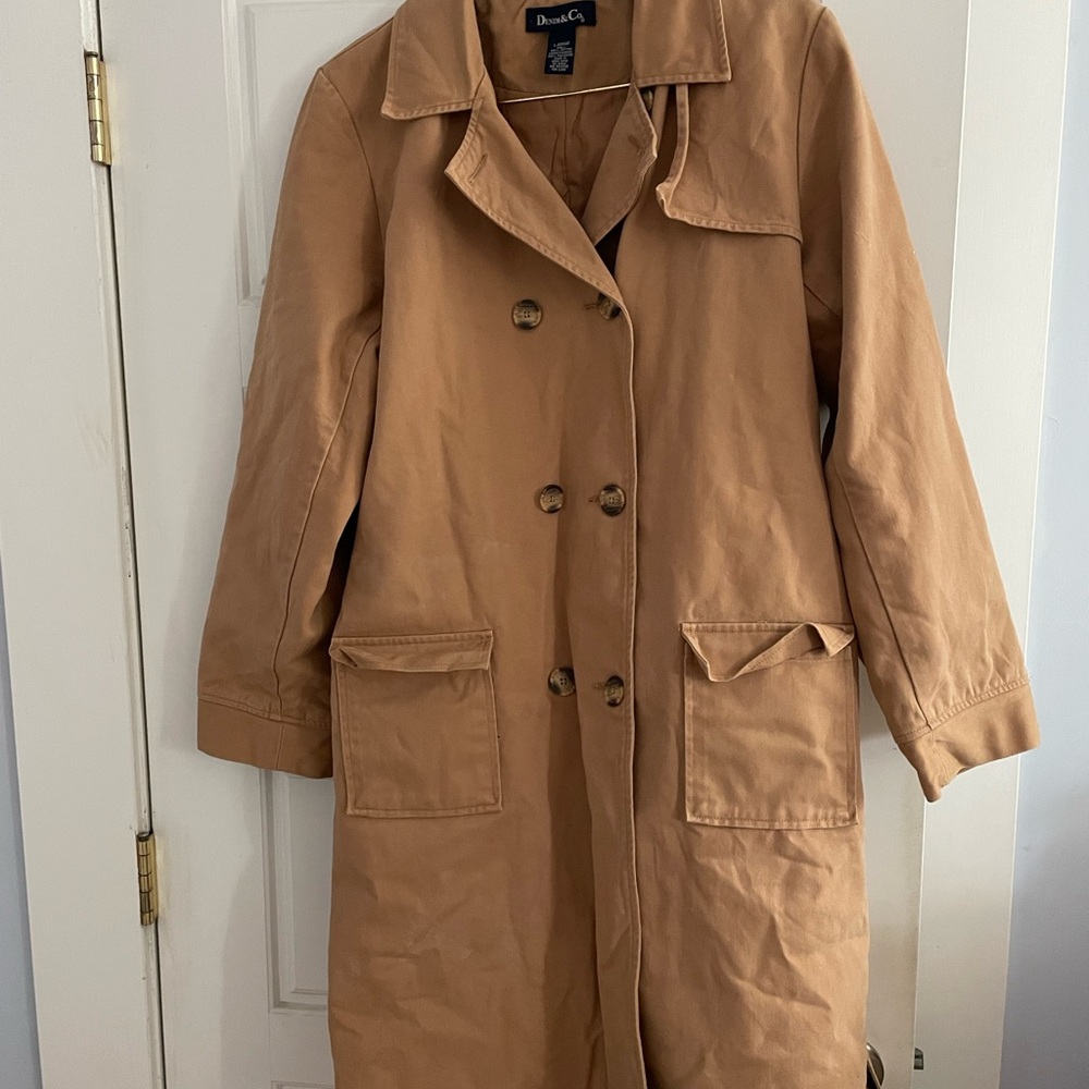 Denim&Co Tan Trench Coat Classic Style